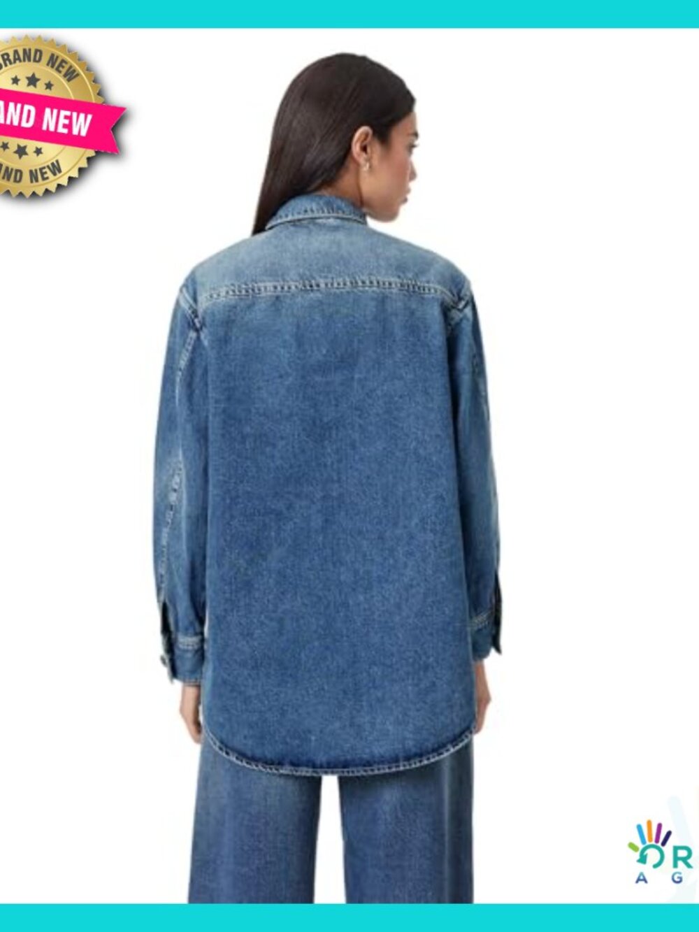 Classic Fit Denim Button Down Shirt Long Sleeve Elegant Chic Minimal - Picture 3 of 7